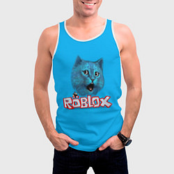 Майка-безрукавка мужская Roblox синий кот, цвет: 3D-белый — фото 2