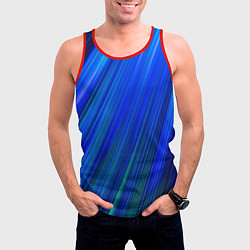 Майка-безрукавка мужская Неоновые синии линии, цвет: 3D-красный — фото 2