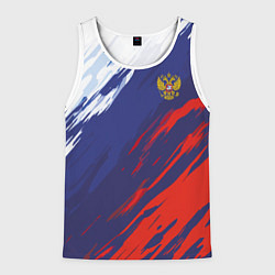 Майка-безрукавка мужская Россия Sport брызги красок триколор, цвет: 3D-белый