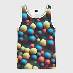 Майка-безрукавка мужская Разноцветные шарики молекул, цвет: 3D-белый