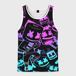Майка-безрукавка мужская Marshmello neon pattern, цвет: 3D-белый