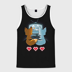 Майка-безрукавка мужская Лисья геймерская любовь, цвет: 3D-белый