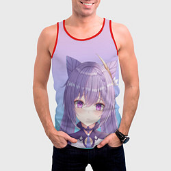 Майка-безрукавка мужская Аниме девочка с сиреневыми волосами с ушками, цвет: 3D-красный — фото 2