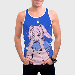 Майка-безрукавка мужская Фрирен и снег, цвет: 3D-белый — фото 2