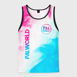 Мужская майка без рукавов Palworld neon gradient style вертикально