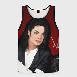 Майка-безрукавка мужская Michael Jackson с пантерой и автографом, цвет: 3D-черный