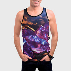 Майка-безрукавка мужская Фиолетовые комические камни, цвет: 3D-черный — фото 2