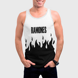 Майка-безрукавка мужская Ramones fire black rock, цвет: 3D-белый — фото 2