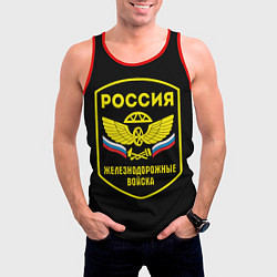 Майка-безрукавка мужская Железнодорожные войска - Россия, цвет: 3D-красный — фото 2
