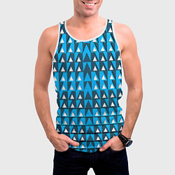 Майка-безрукавка мужская Узор из треугольников синий, цвет: 3D-белый — фото 2
