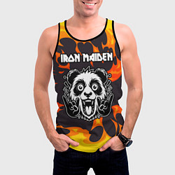 Майка-безрукавка мужская Iron Maiden рок панда и огонь, цвет: 3D-черный — фото 2