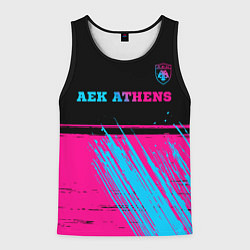 Майка-безрукавка мужская AEK Athens - neon gradient посередине, цвет: 3D-черный