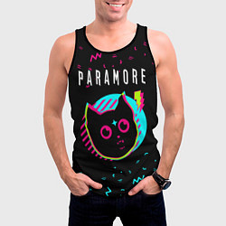 Майка-безрукавка мужская Paramore - rock star cat, цвет: 3D-черный — фото 2