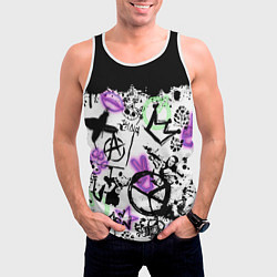 Майка-безрукавка мужская Анархия от Мона Лизы в граффити и неоне, цвет: 3D-белый — фото 2