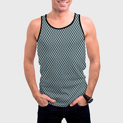 Майка-безрукавка мужская Треугольные полосы бело-бирюзовый, цвет: 3D-черный — фото 2