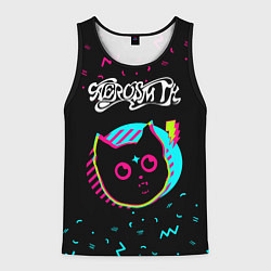 Майка-безрукавка мужская Aerosmith - rock star cat, цвет: 3D-черный