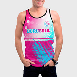 Майка-безрукавка мужская Borussia neon gradient style посередине, цвет: 3D-черный — фото 2