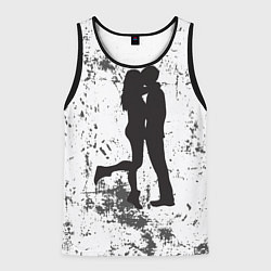 Майка-безрукавка мужская Силуэт парня с девушкой в обнимку, цвет: 3D-черный