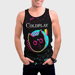 Майка-безрукавка мужская Coldplay - rock star cat, цвет: 3D-черный — фото 2