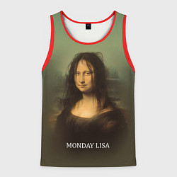 Майка-безрукавка мужская Лиза в понедельник - Мона Лиза, цвет: 3D-красный
