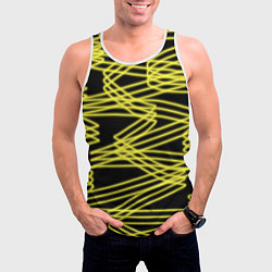 Майка-безрукавка мужская Желтые светящиеся линии, цвет: 3D-белый — фото 2
