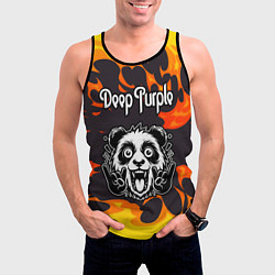 Майка-безрукавка мужская Deep Purple рок панда и огонь, цвет: 3D-черный — фото 2