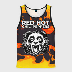 Майка-безрукавка мужская Red Hot Chili Peppers рок панда и огонь, цвет: 3D-черный