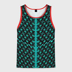 Майка-безрукавка мужская Изумрудные киберпанк ячейки на чёрном фоне, цвет: 3D-красный