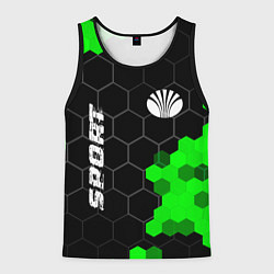 Майка-безрукавка мужская Daewoo green sport hexagon, цвет: 3D-черный