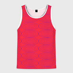 Майка-безрукавка мужская Паттерн из овалов на алом красном, цвет: 3D-белый