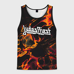 Майка-безрукавка мужская Judas Priest red lava, цвет: 3D-черный