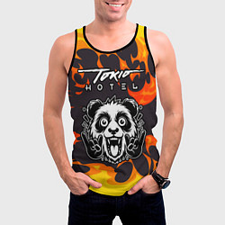 Майка-безрукавка мужская Tokio Hotel рок панда и огонь, цвет: 3D-черный — фото 2
