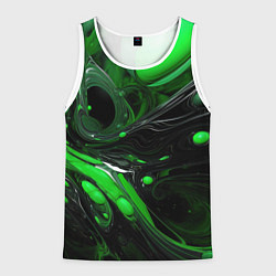 Майка-безрукавка мужская Green dark abstract geometry style, цвет: 3D-белый