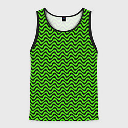 Майка-безрукавка мужская Искажённые полосы кислотный зелёный, цвет: 3D-черный