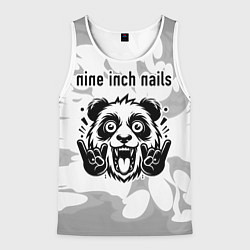 Майка-безрукавка мужская Nine Inch Nails рок панда на светлом фоне, цвет: 3D-белый