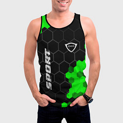 Майка-безрукавка мужская Genesis green sport hexagon, цвет: 3D-черный — фото 2