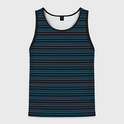 Майка-безрукавка мужская Чёрный в тёмно-бирюзовую полоску, цвет: 3D-черный