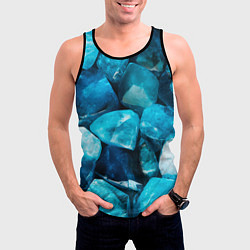 Майка-безрукавка мужская Аквамарин камни минералы крупный план, цвет: 3D-черный — фото 2