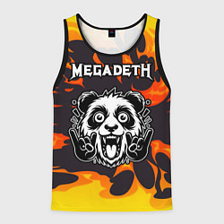 Майка-безрукавка мужская Megadeth рок панда и огонь, цвет: 3D-черный
