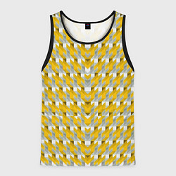 Майка-безрукавка мужская Жёлто-белый паттерн, цвет: 3D-черный