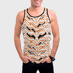 Майка-безрукавка мужская Агрессивный бело-оранжевый паттерн, цвет: 3D-черный — фото 2