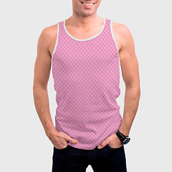 Майка-безрукавка мужская Розовый паттерн сеточка, цвет: 3D-белый — фото 2