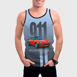 Майка-безрукавка мужская Винтажный автомобиль Porsche 911 Carrera, цвет: 3D-черный — фото 2