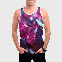 Майка-безрукавка мужская Яркие розовые хрусталики, цвет: 3D-белый — фото 2