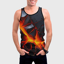 Майка-безрукавка мужская Камни в разломе красный свет, цвет: 3D-черный — фото 2