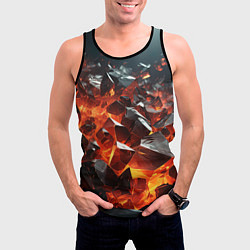 Майка-безрукавка мужская Взрыв камней в красном неоне, цвет: 3D-черный — фото 2