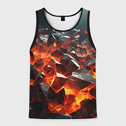 Майка-безрукавка мужская Взрыв камней в красном неоне, цвет: 3D-черный