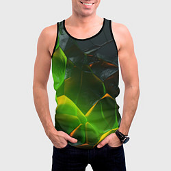 Майка-безрукавка мужская Зеленая абстрактная неоновая текстура, цвет: 3D-черный — фото 2