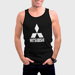 Майка-безрукавка мужская Mitsubishi logo white, цвет: 3D-черный — фото 2