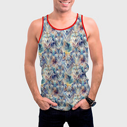 Майка-безрукавка мужская Волки паттерн, цвет: 3D-красный — фото 2
